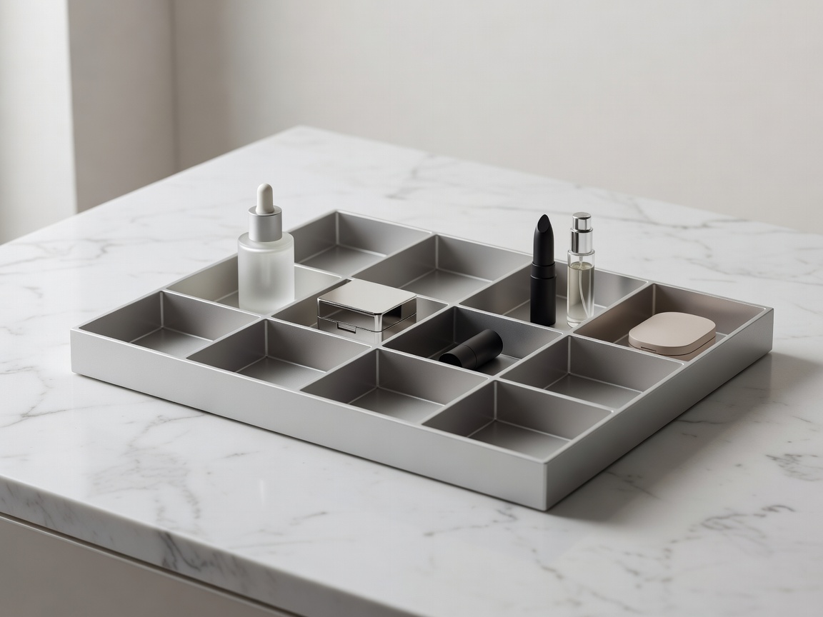 Sleek Minimalist Countertop Beauty Tray Grid